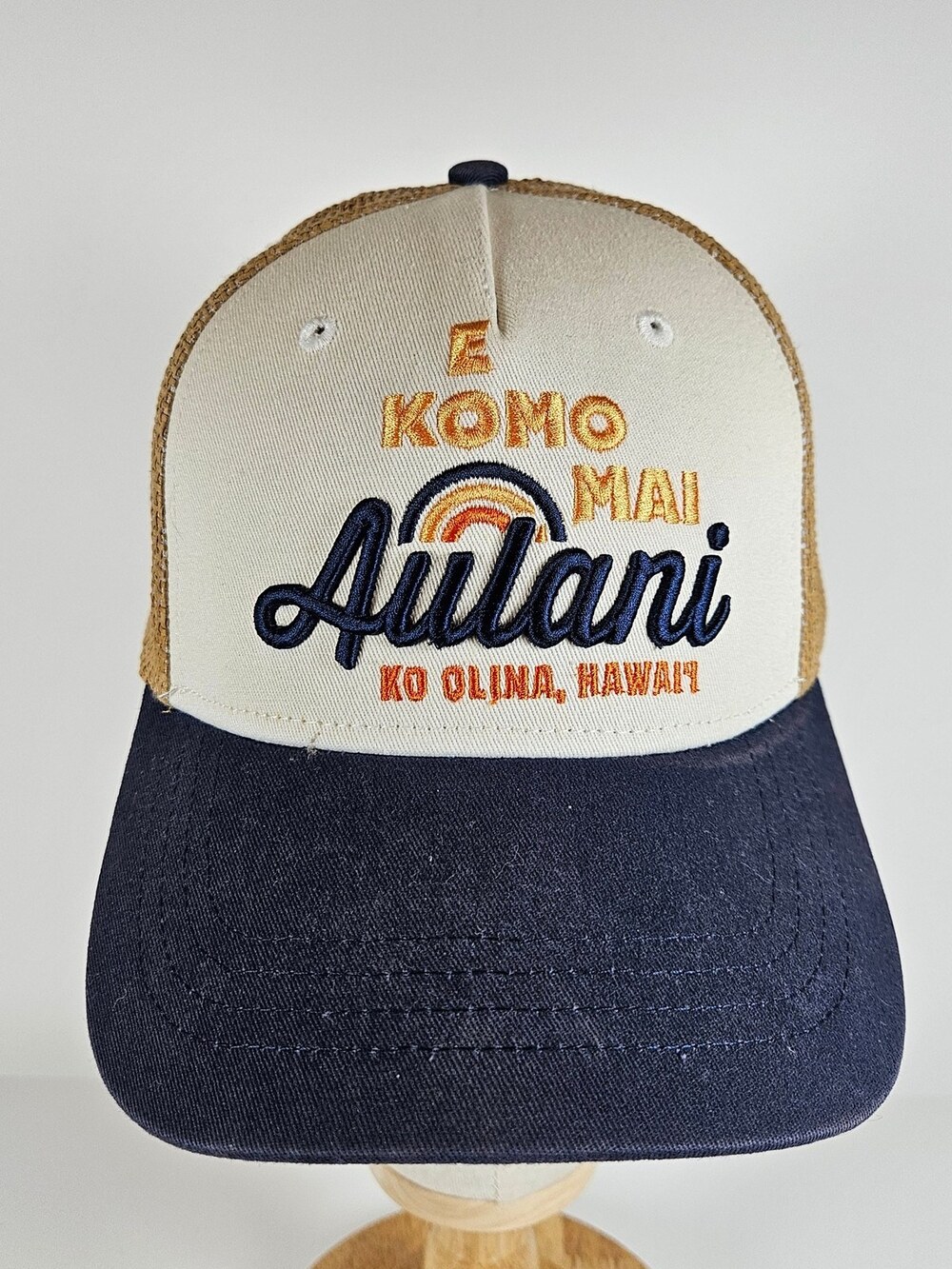 Aulani Disney Resort Snapback Trucker Hat Navy Tan Size One Size